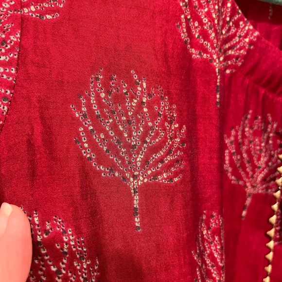 NWT Printed Party Wear Kurti in Wine Maroon Rayon Dress Size 40 - Picture 7 of 10